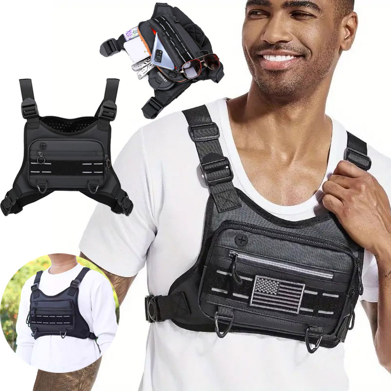 Outdoor Adventure Vest - 남성용 아웃도어 체스트 백 프론트 리그