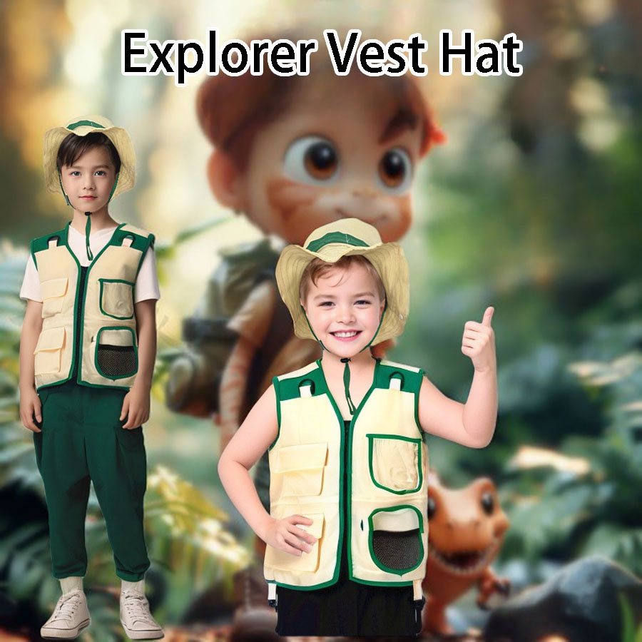 Outdoor Adventure Activities For Kids - 어린이 캠핑 탐험가 조끼 모자, 세트