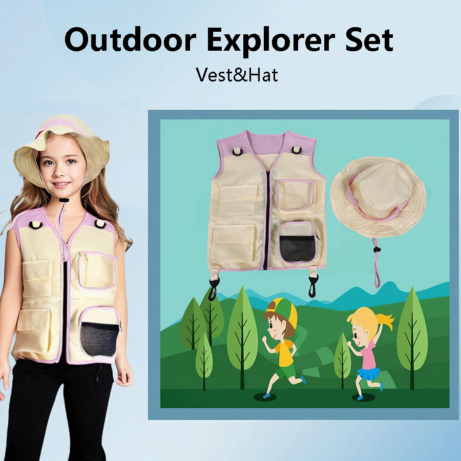 어린이 탐험가 조끼 모자, 세트 야외 모험 옷, 다중  - Outdoor Adventure Activities For Kids 리뷰 및 가격