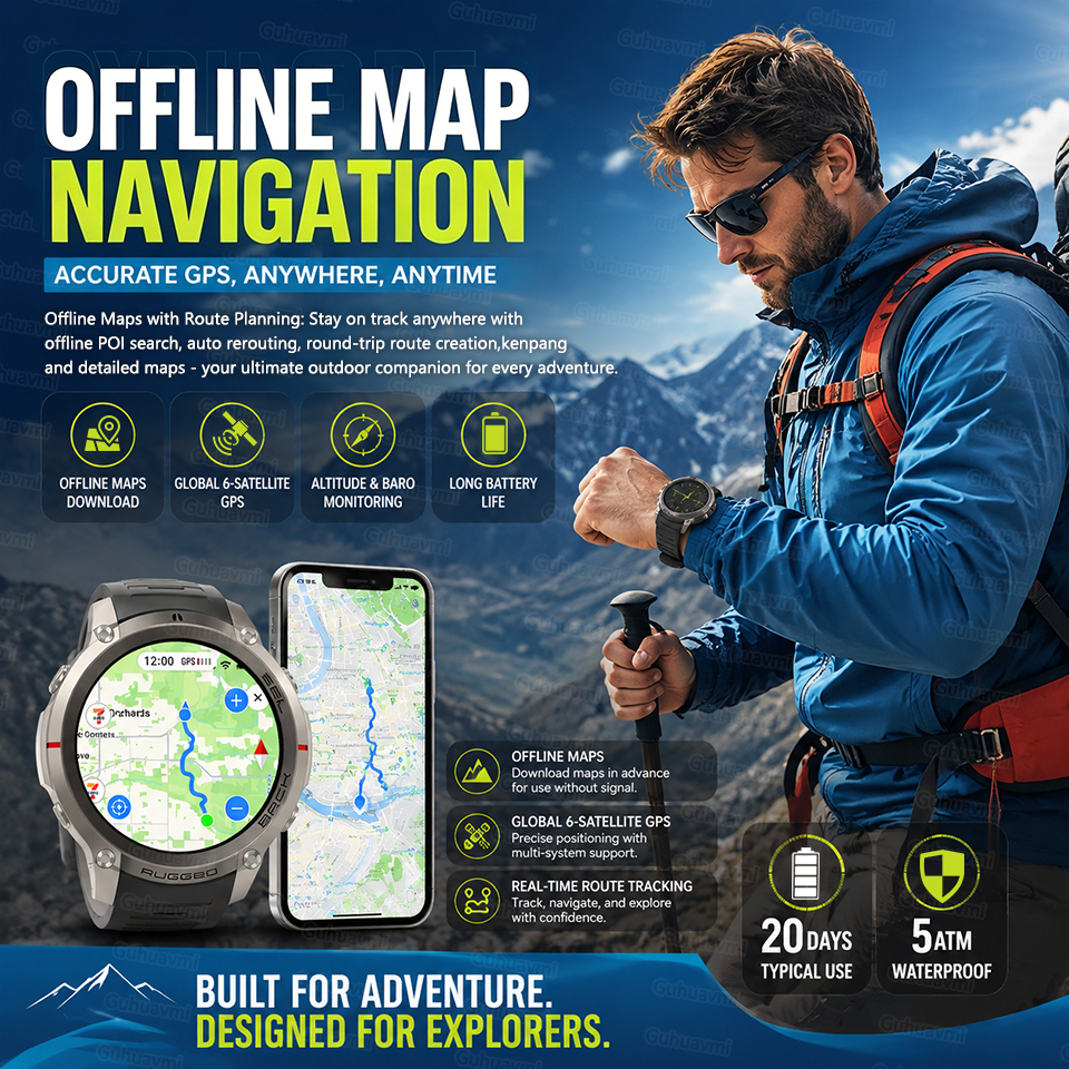 오프라인 지도 야외 모험 군용 GPS 스마트워치 5AT - Outdoor Adventure World 리뷰 및 가격