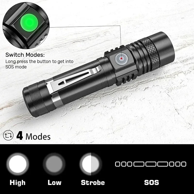 1000LM LED 손전등 타입-C 충전식 방수 줌 램 - Outdoor Adventure Inc 리뷰 및 가격